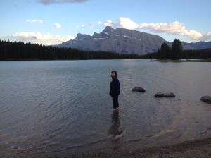 Me in Two-Jack Lake. Not even 5 minutes and my toes went numb. 